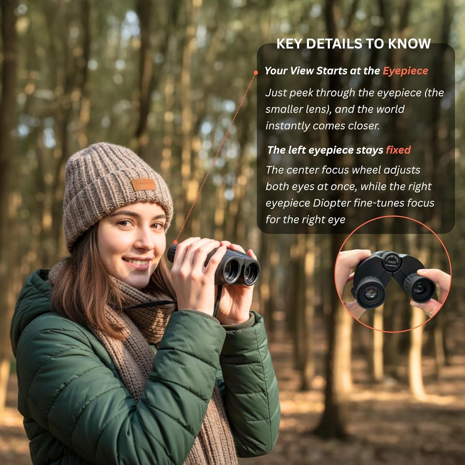 10x25 Compact Binoculars HD Lightweight Waterproof for Travel Bird Watching
