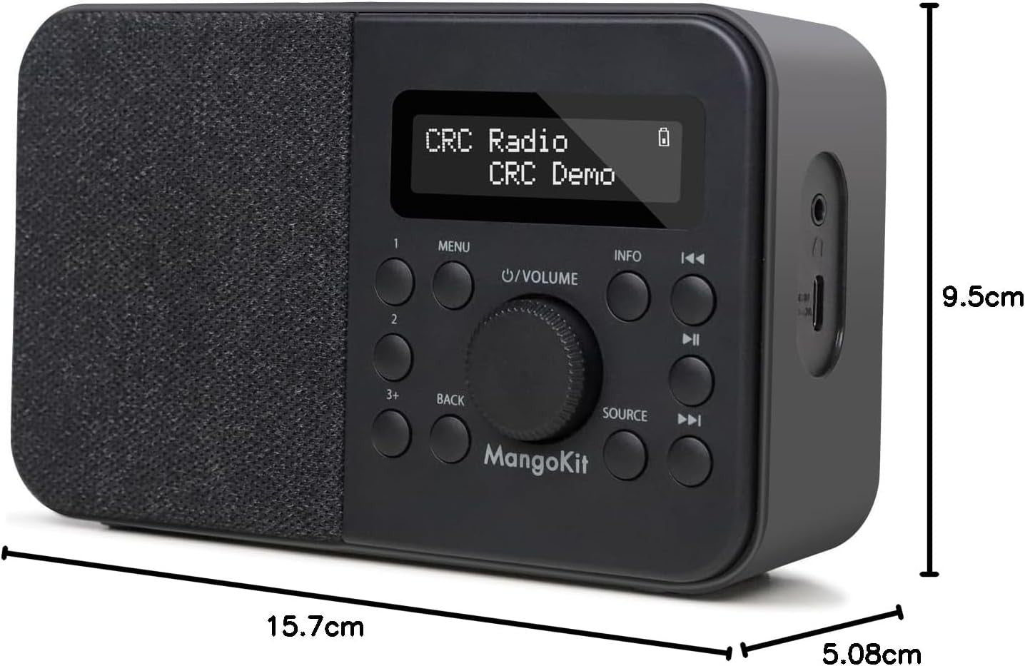 Portable DAB DAB+ FM Radio Bluetooth Alarm Kitchen Black