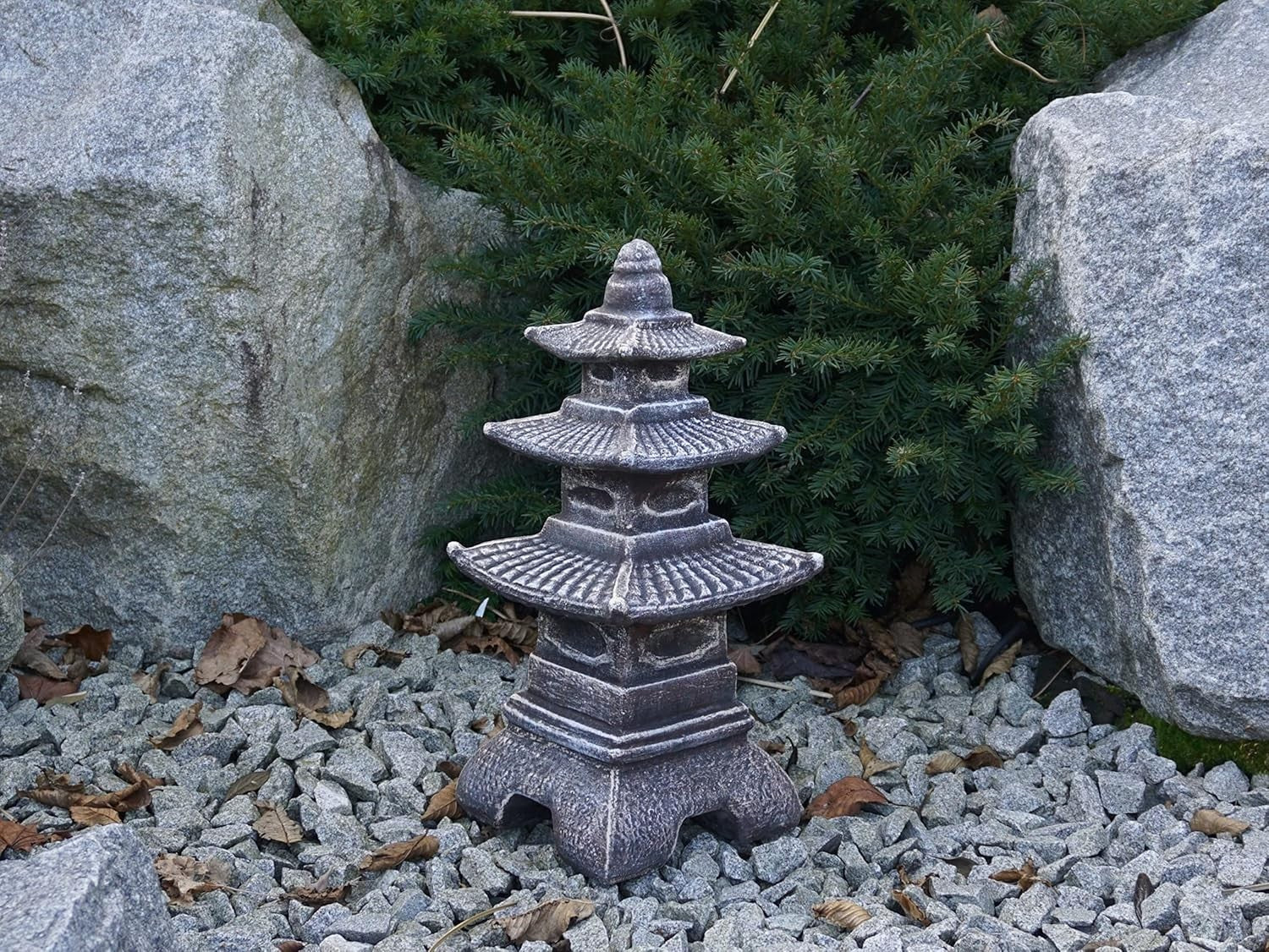 Japanese Stone Pagoda Lantern 46cm Frost Proof Cast Concrete Garden Decor