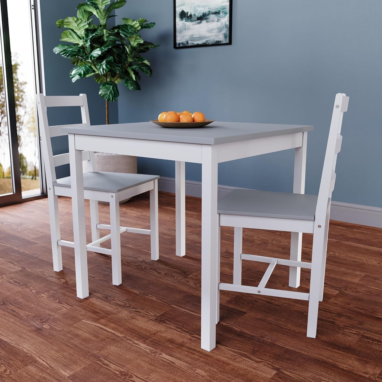 White & Grey 2 Seater Dining Table Set | Compact Kitchen Table & Chairs