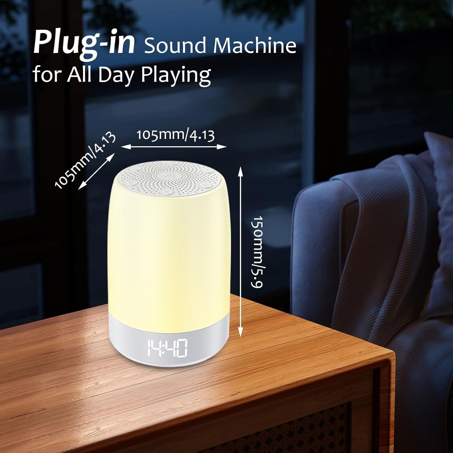 White Noise Machine with 32 Soothing Sounds & 8-Color Night Light