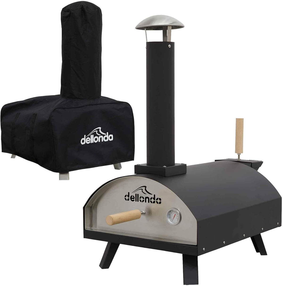 Wood Fired Pizza Oven Outdoor | Portable Stainless Steel BBQ Smoker w/ Cover
