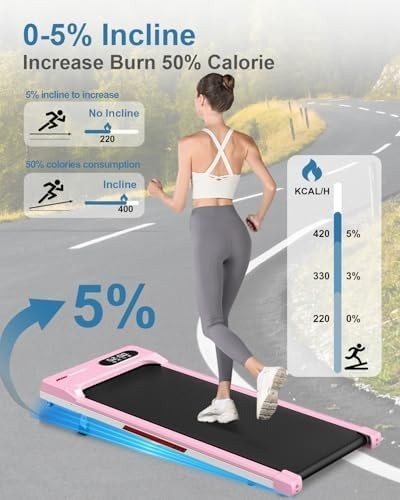 Ultra-Quiet Under Desk Walking Treadmill 1-8KM/H Incline Portable Home Gym