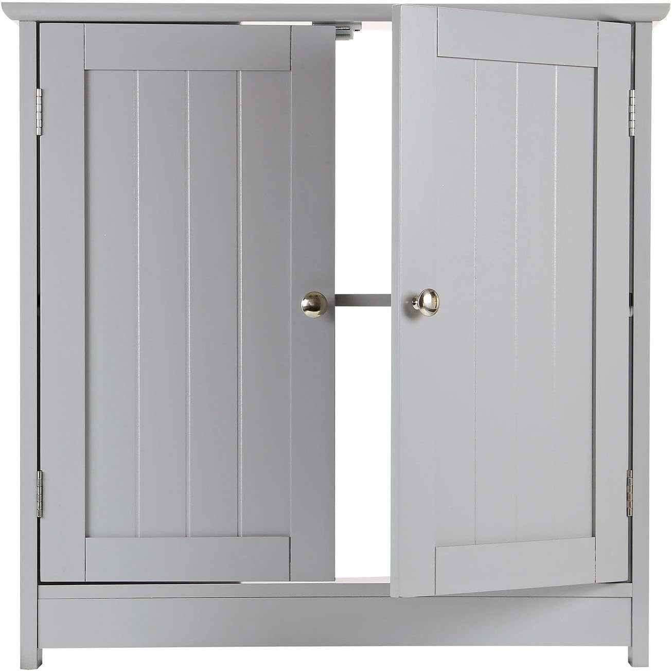 Under Sink Cabinet Grey 60cm – Bathroom Storage Unit with Shelf & Doors