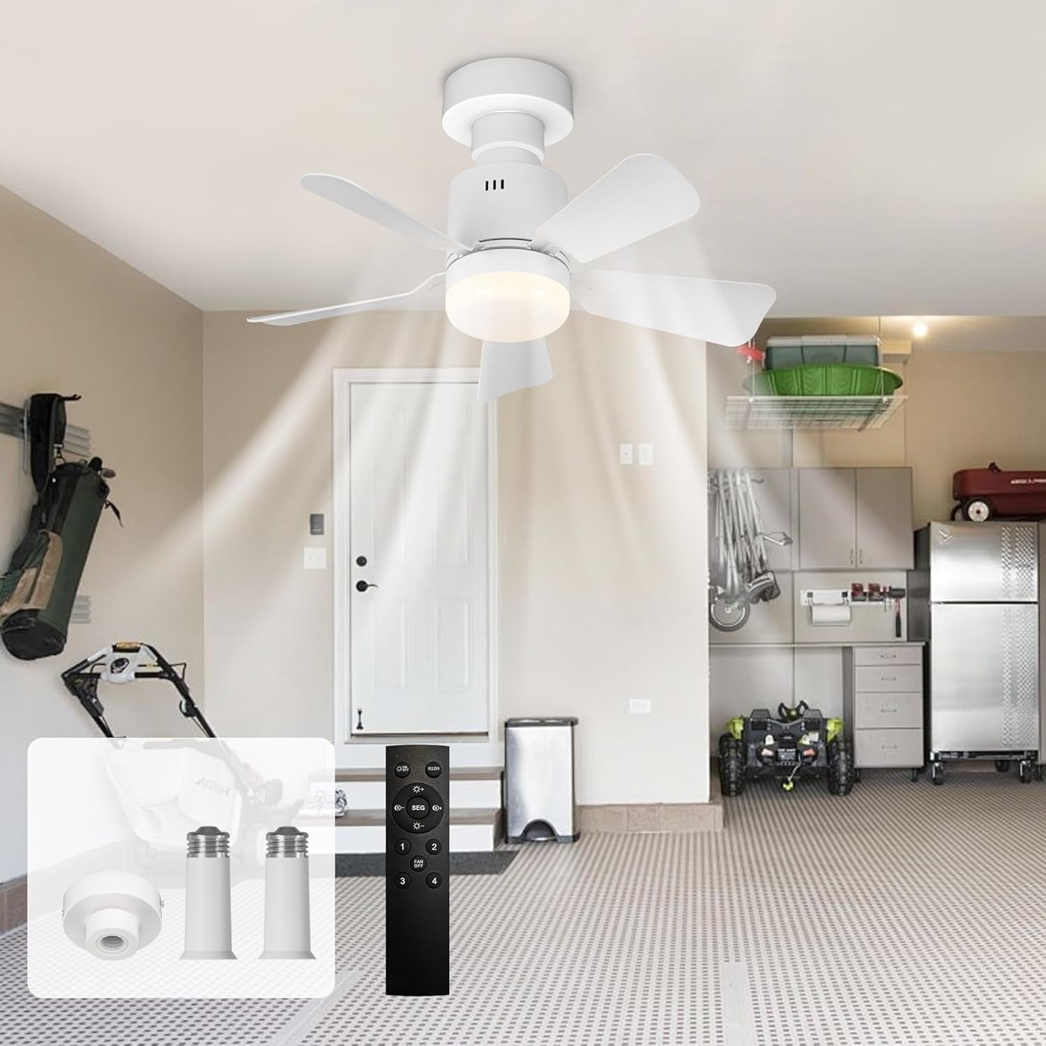 45cm Screw-In Ceiling Fan Light 4 Speeds 3 Colors White