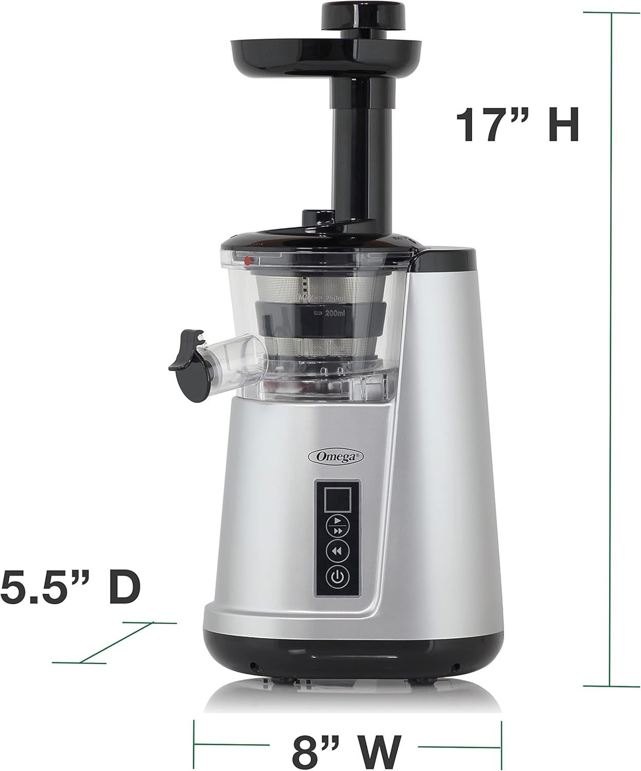 Cold Press Slow Masticating Juicer Vertical 65 RPM Compact Silver