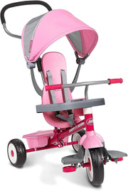 4 in 1 Toddler Tricycle Push Trike w Canopy Parent Handle Pink