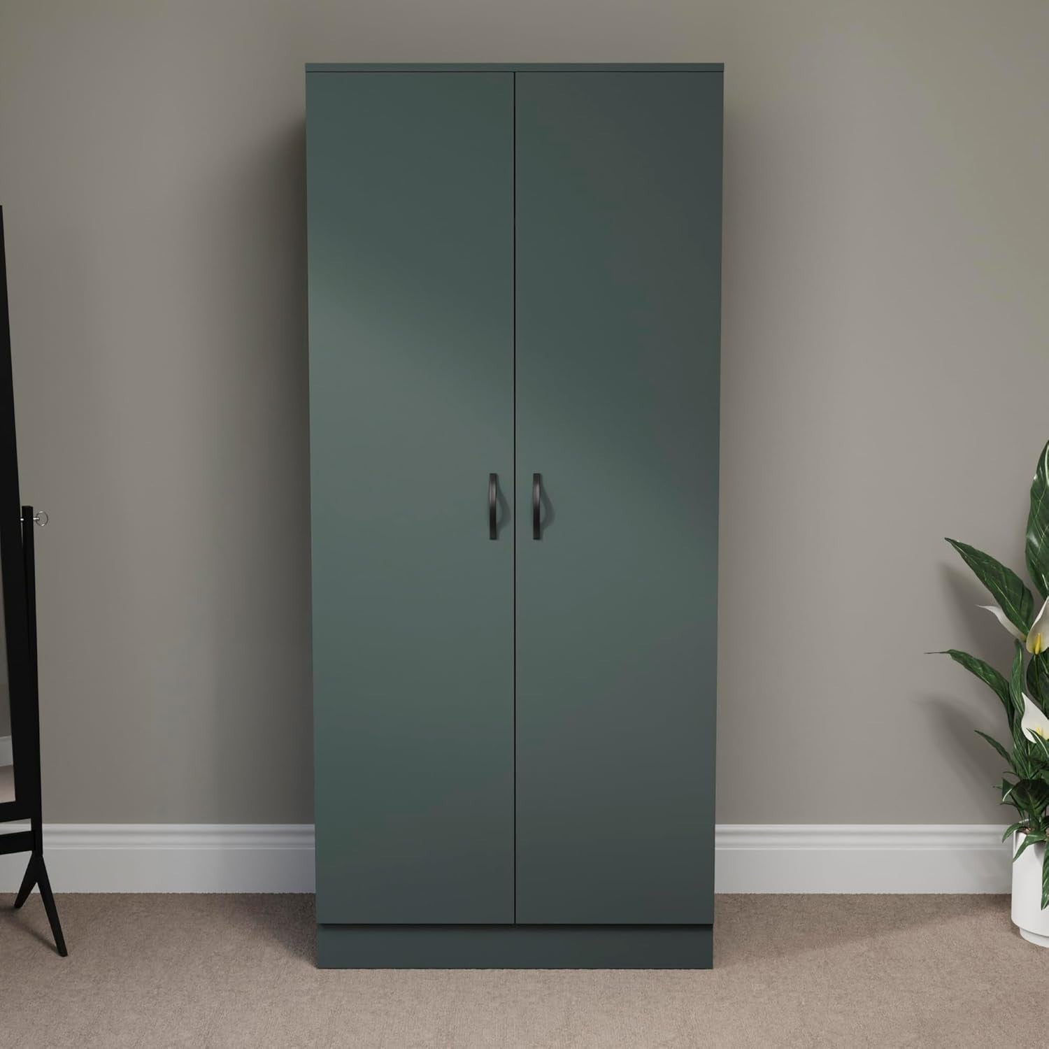 Double Door Bedroom Wardrobe with Hanging Rail & Top Shelf Storage