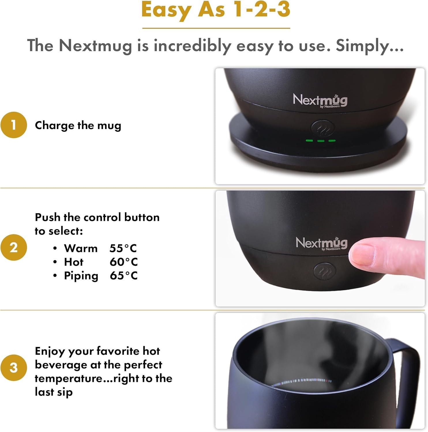 Self Heating Coffee Mug 415ml Temperature Control Charging Base