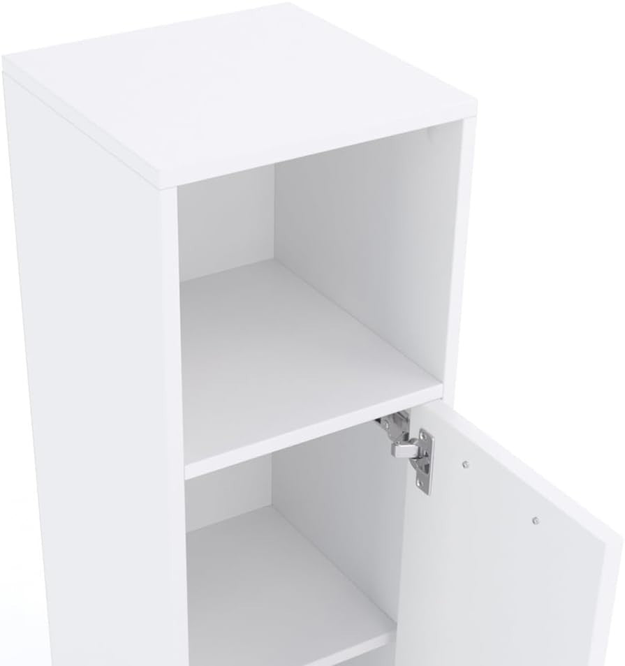 White Bathroom Storage Cabinet with Adjustable Shelf – 30x95 cm