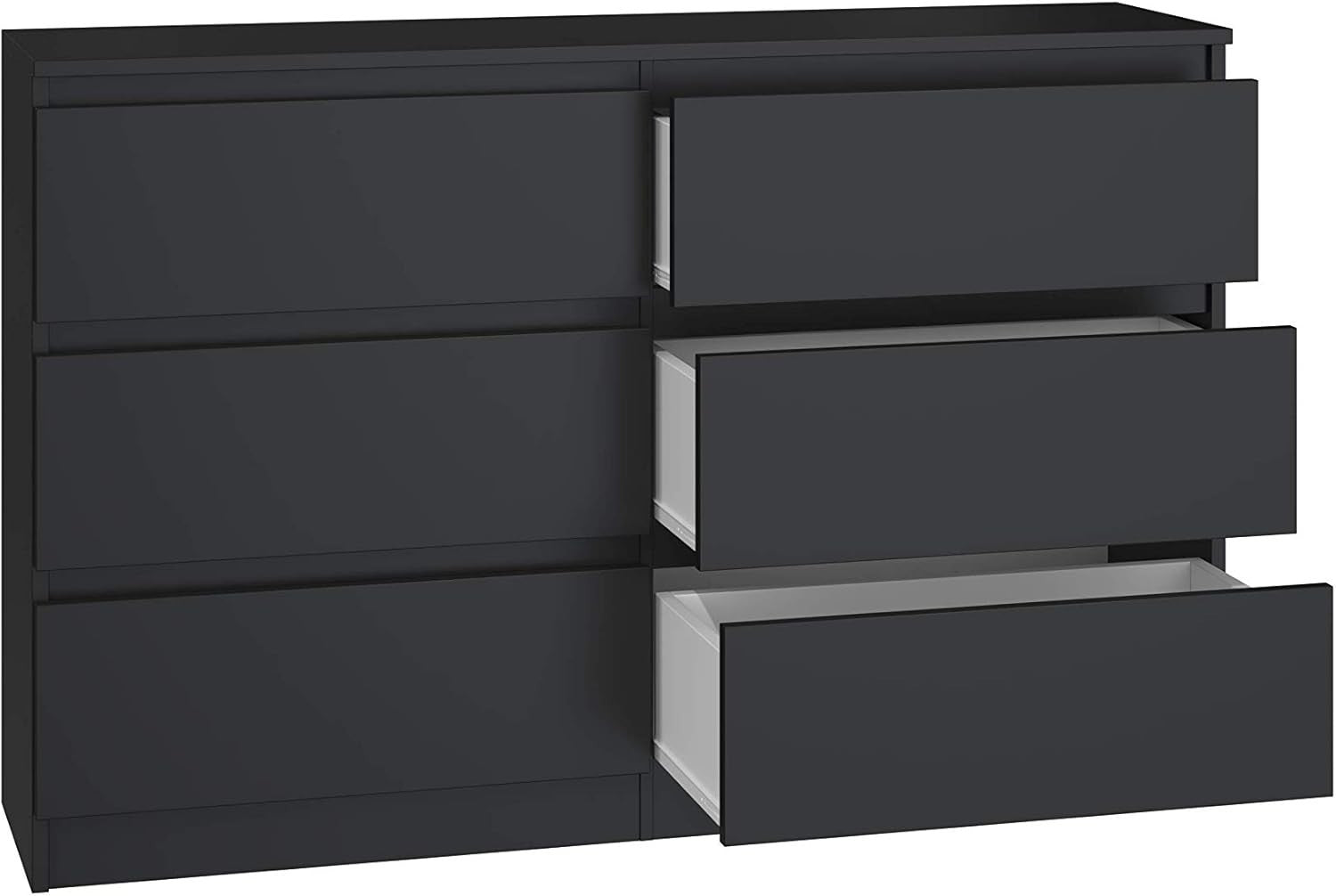 Modern Black 6-Drawer Storage Dresser | Minimalist Home Office & Bedroom Unit