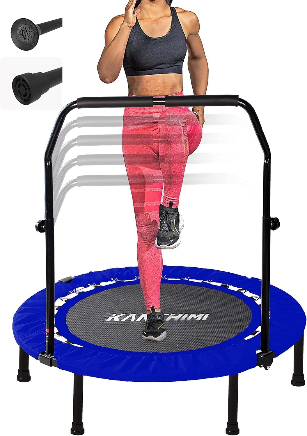 40in Indoor Fitness Rebounder Trampoline Handle Folding 150kg Blue