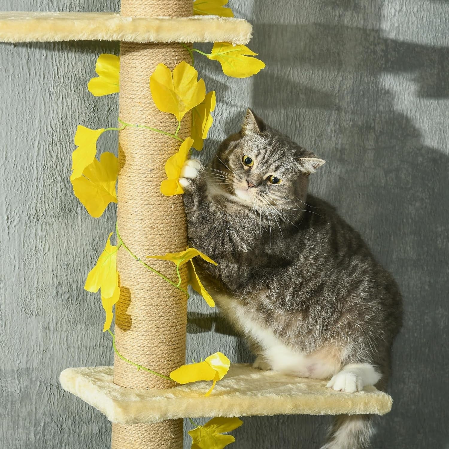 Floor to Ceiling Cat Tree 242cm Adjustable Climbing Tower Scratch Post