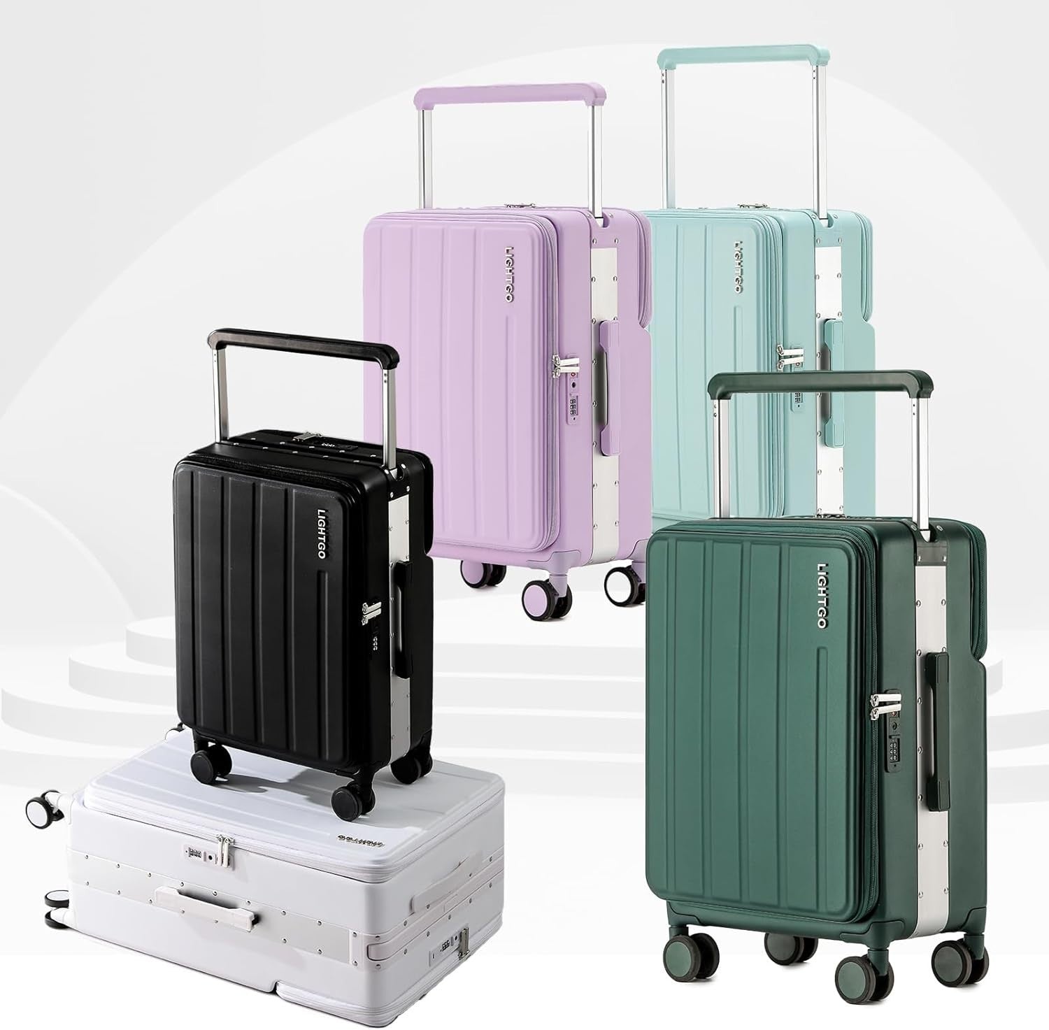 28” Extra Large Dual Opening Checked Suitcase Front Back Access