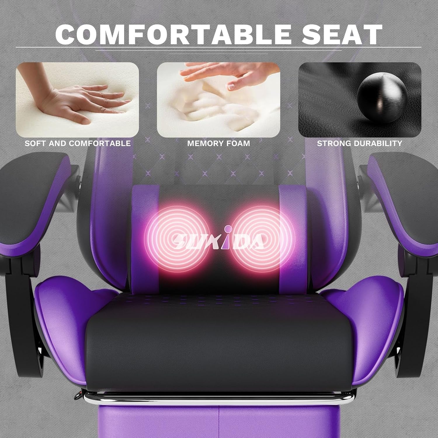Ergonomic Gaming Chair with Footrest & Massage Support – Black Purple PC Seat