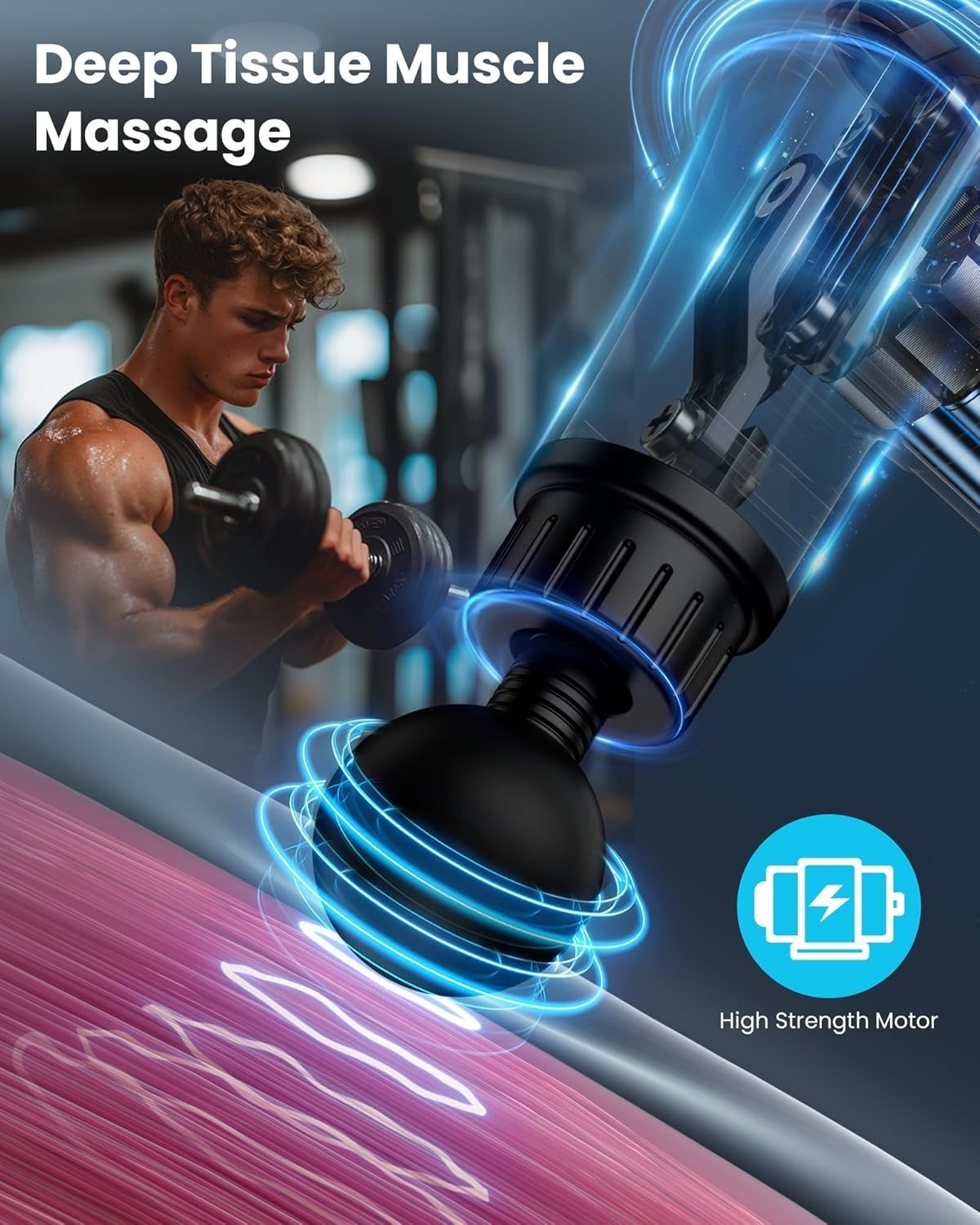Deep Tissue Massage Gun Percussion Muscle Massager 30 Speeds 6 Heads