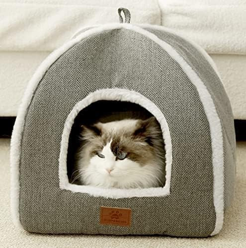 Cat Cave Bed Indoor Cat House Tent Soft Washable Cushion Gray L