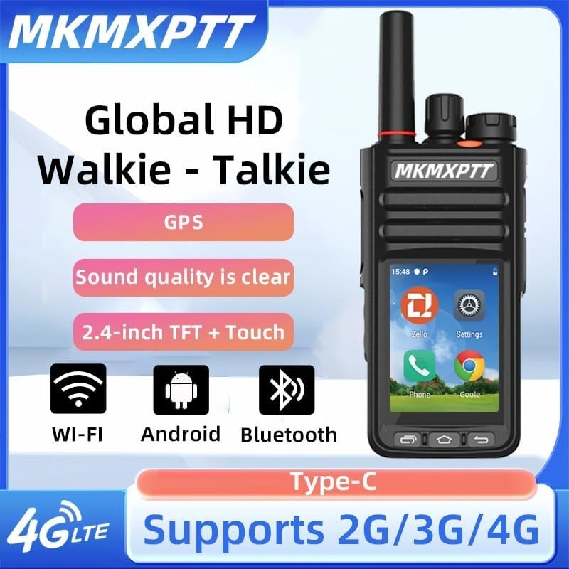 4G Android Walkie Talkie Touch Screen WiFi GPS Bluetooth POC Radio