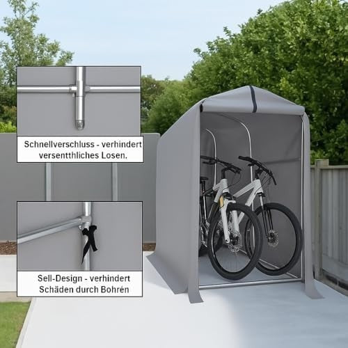 Outdoor Storage Shed Tent Waterproof Bike & Tool Shelter with Steel Frame Grey