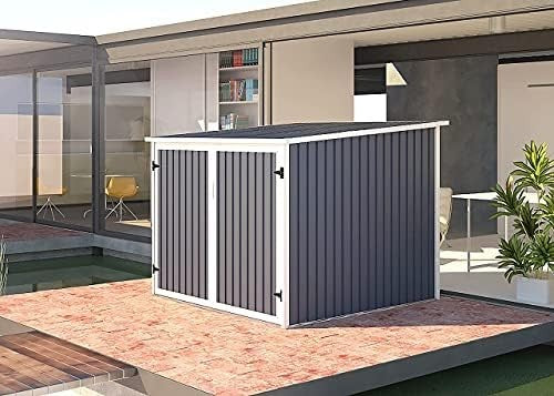 Metal Bike Shed Outdoor Garden Storage with Ramp & Locking Racks 6x7ft Grey