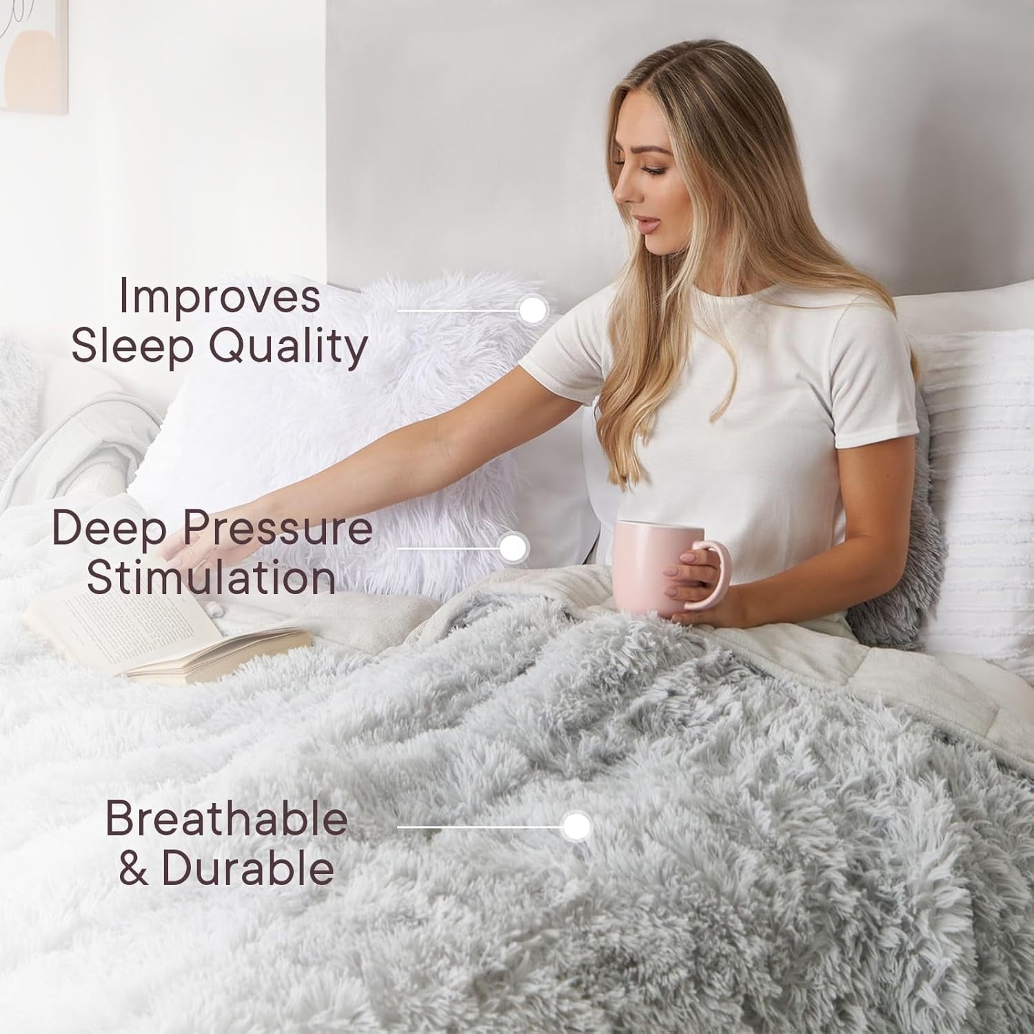 Weighted Blanket 8kg Double/King Fleece Throw for Adults Stress Relief