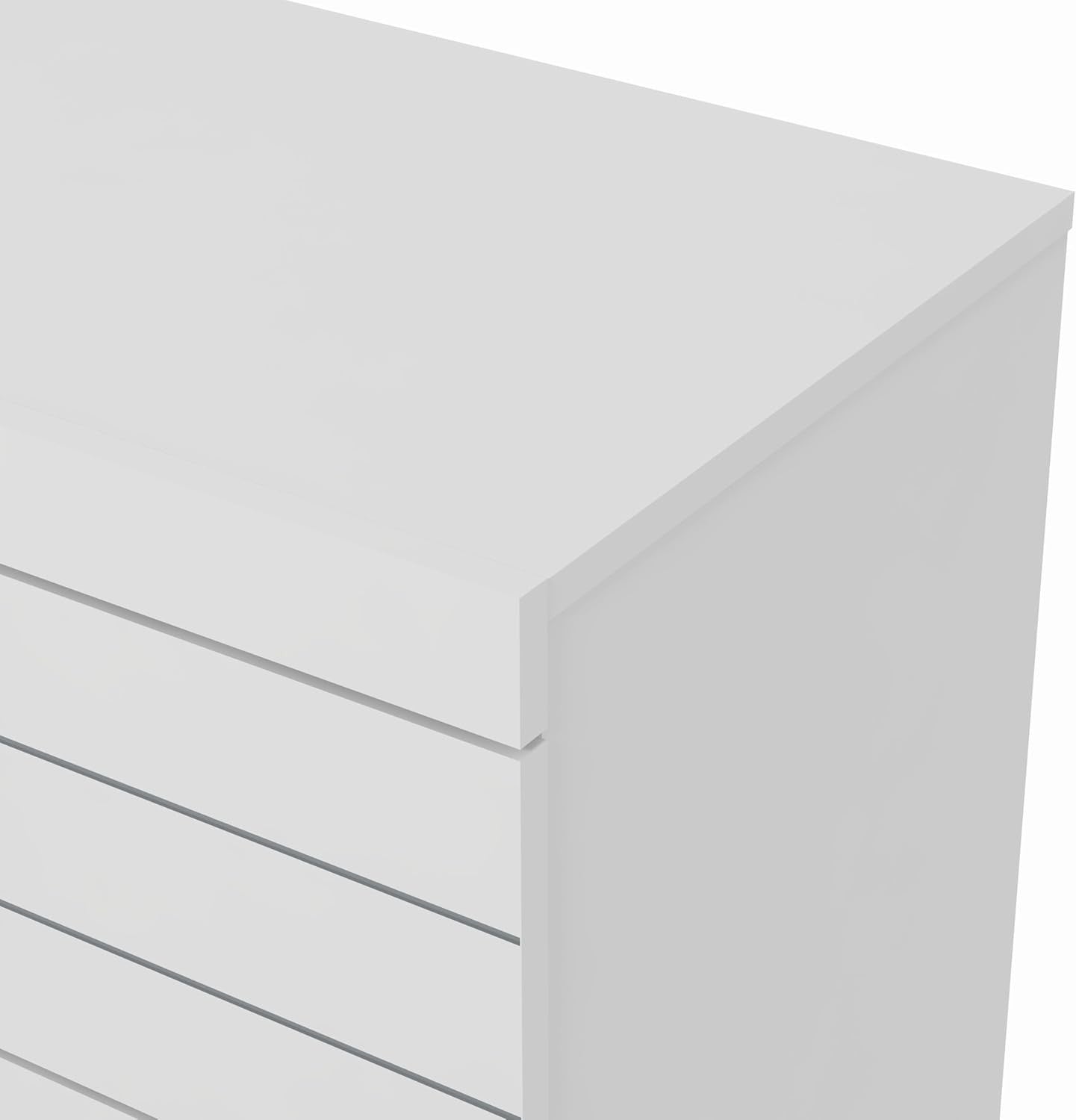 White 6 Drawer Chest, Wide Modern Storage Cabinet for Bedroom or Hallway