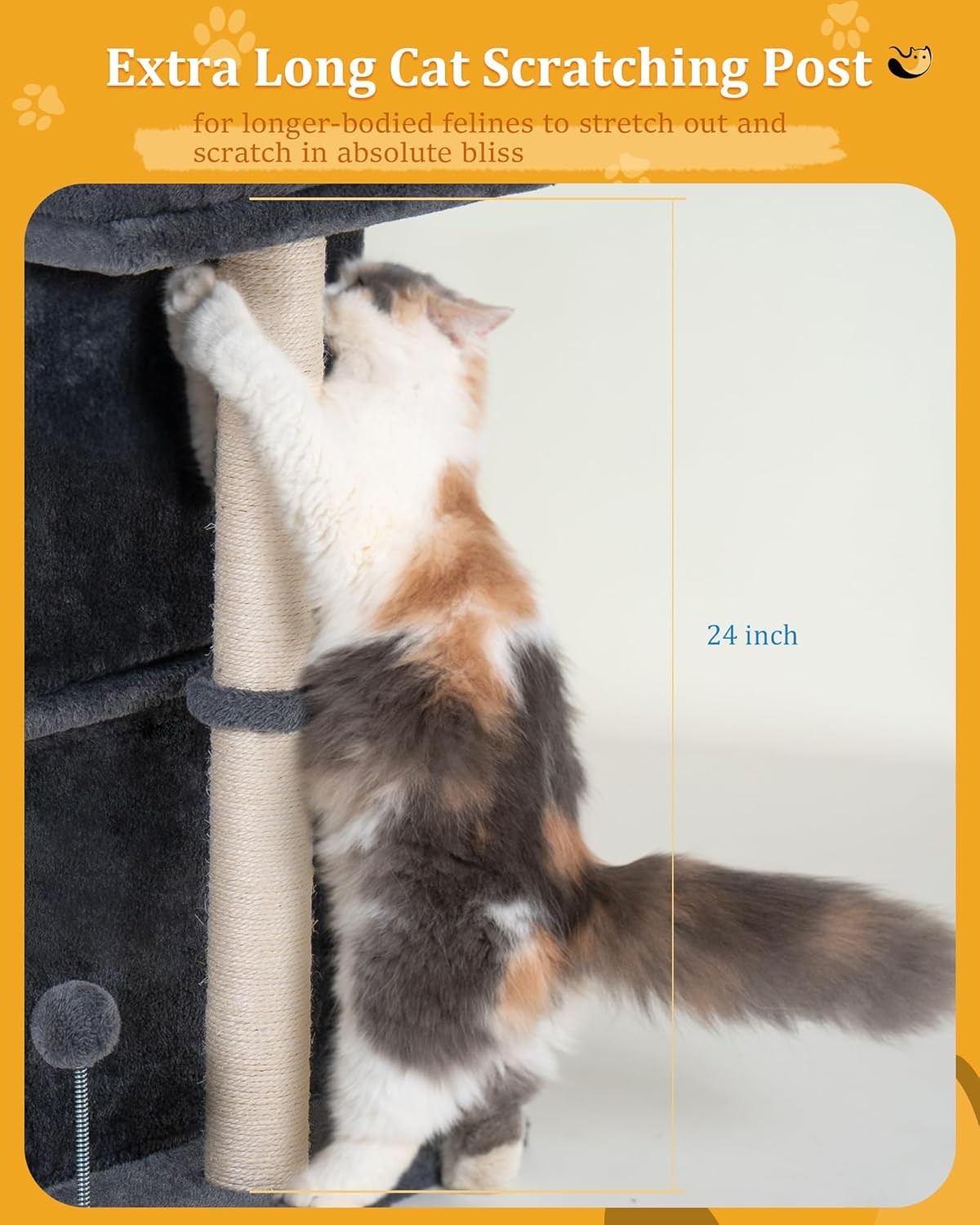 61cm Cat Tree Tower Condo with Large Perch Sisal Scratching Post