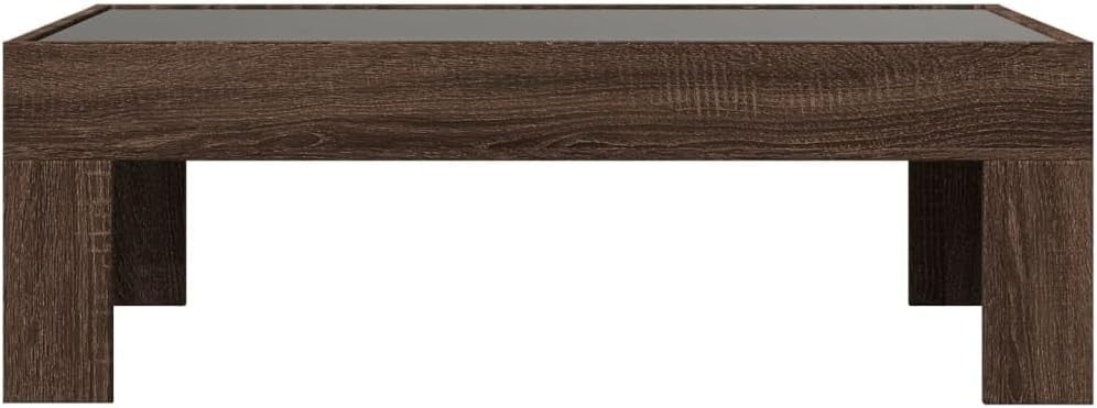 Infinity LED Mirror Coffee Table RGB Lights Brown Oak Square 50D x 90W x 30H