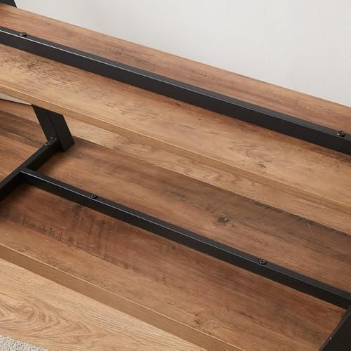 47" Entryway Bench Shoe Rack Wood Metal Storage Seat Farmhouse Natural