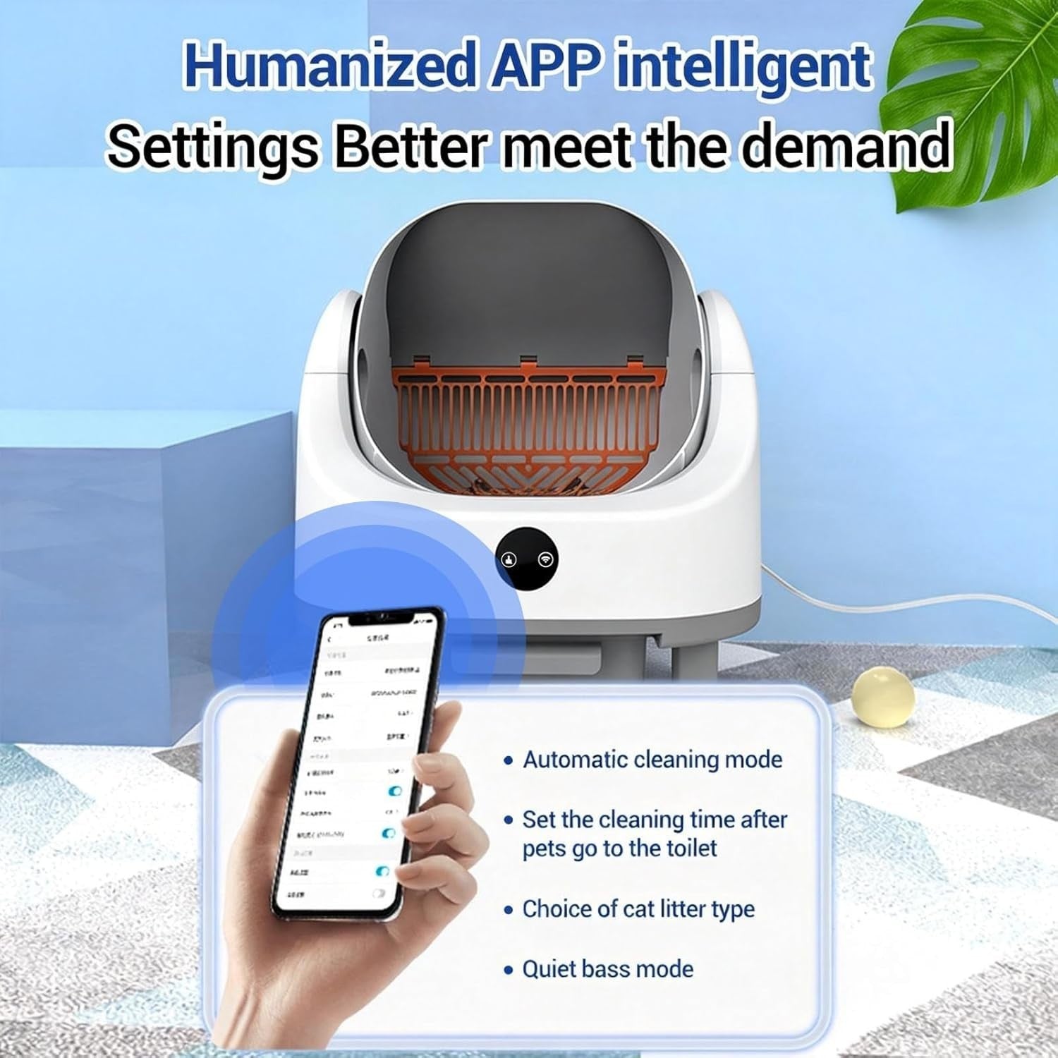 Self Cleaning Cat Litter Box App Control Open Top Smart Auto XL