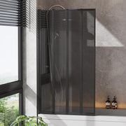 Black 4 Panel Folding Shower Screen 800x1400mm Tempered Glass Bath Screen