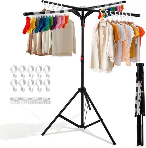 Adjustable Clothes Airer Drying Rack Folding Height Adjustable Space Saving