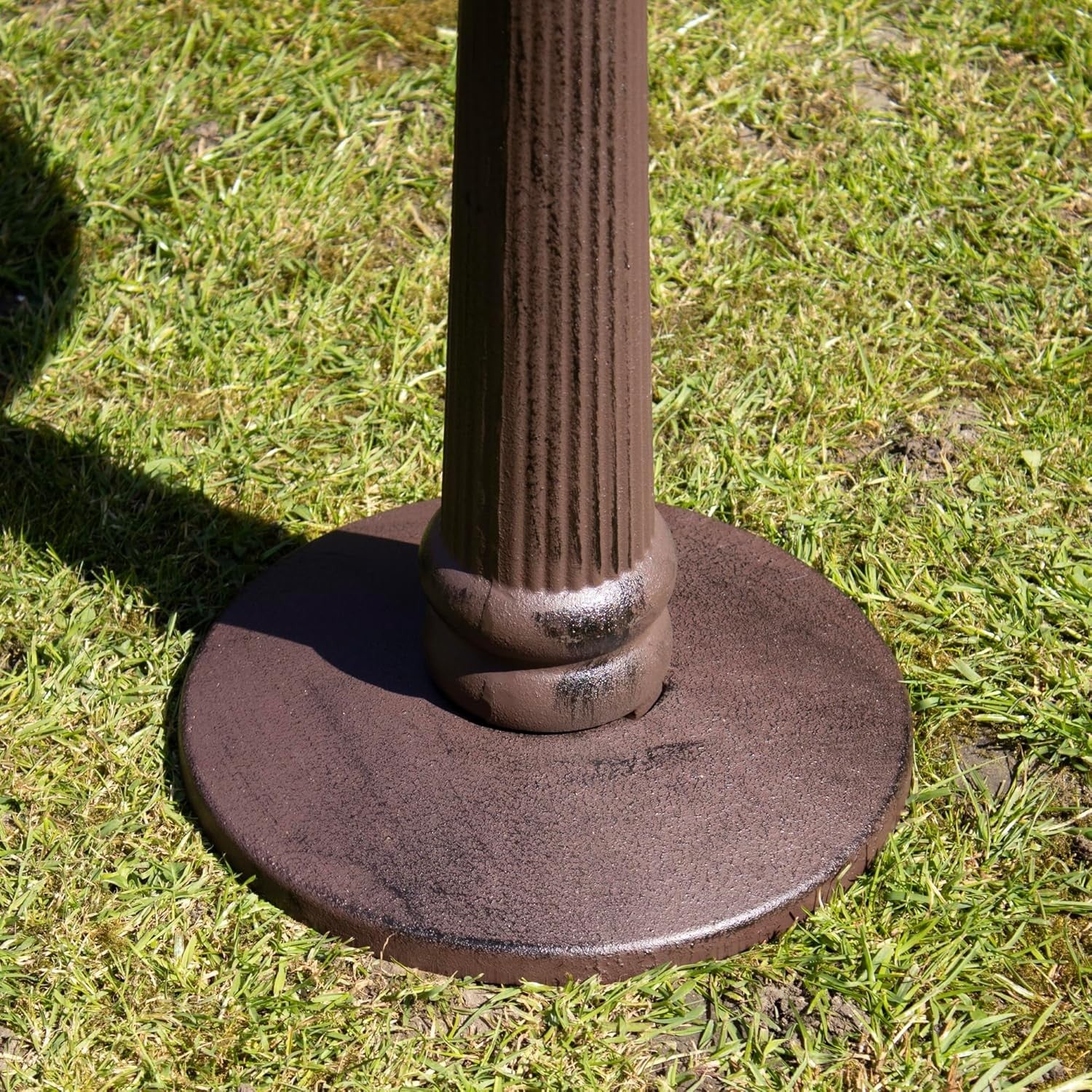 Extra Large Cast Iron Bird Bath 54cm Antique Brown Garden Pillar Feeder Decor