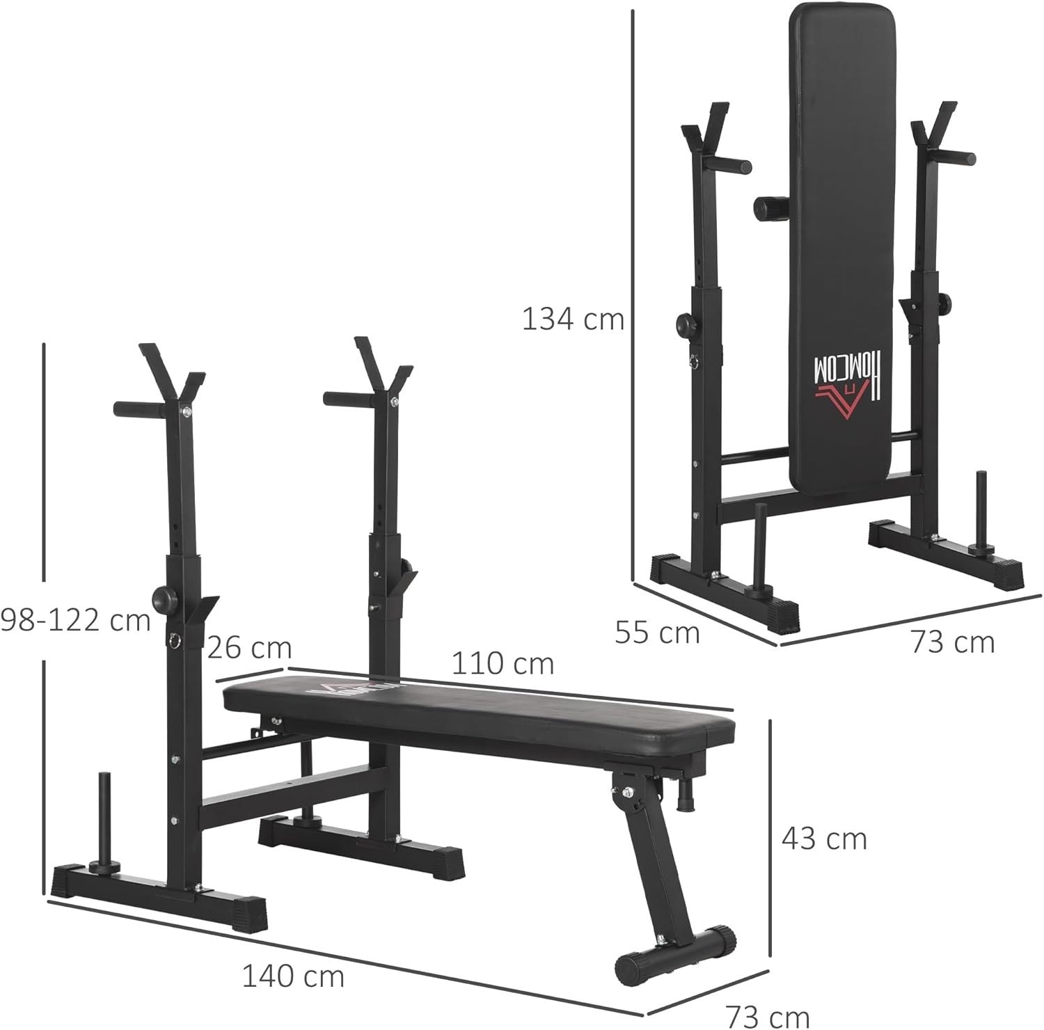 Foldable Weight Bench With Barbell Rack Dip Station Home Strength Gym