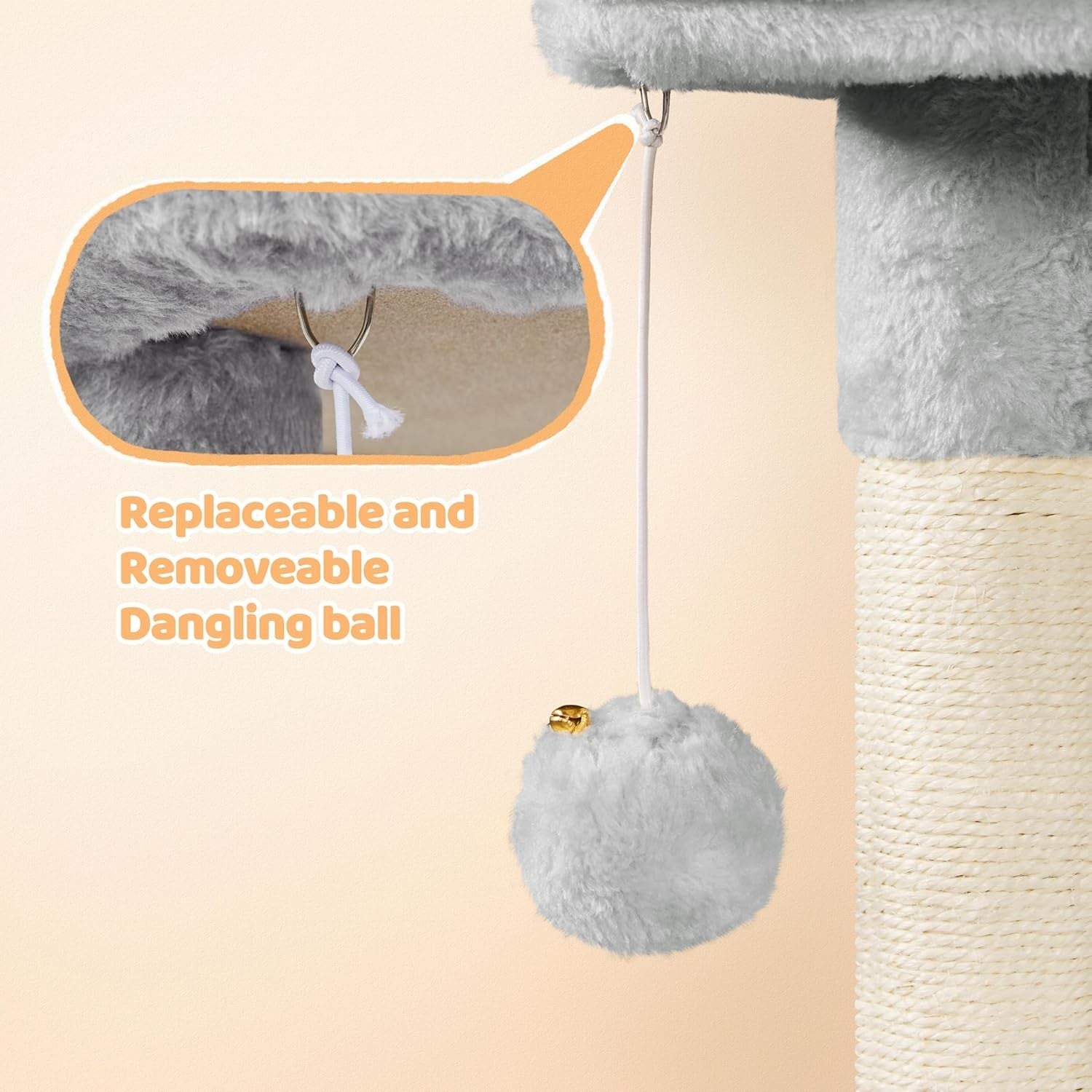 Small Cat Tree 87cm Multi Level Scratching Tower with Condo Light Grey