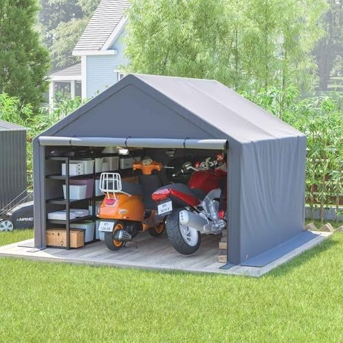 Outdoor Garden Storage Tent 10x10FT Waterproof Steel Frame Grey