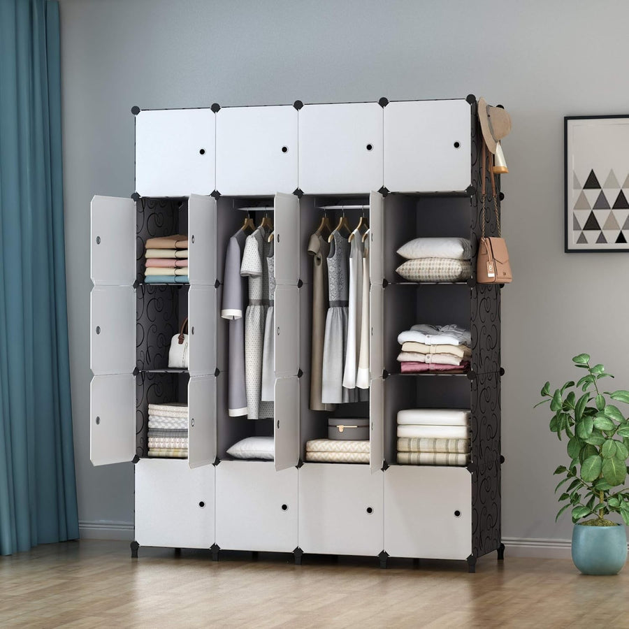 20 Cube Portable Wardrobe Closet with Hanging Rails Modular Storage Unit