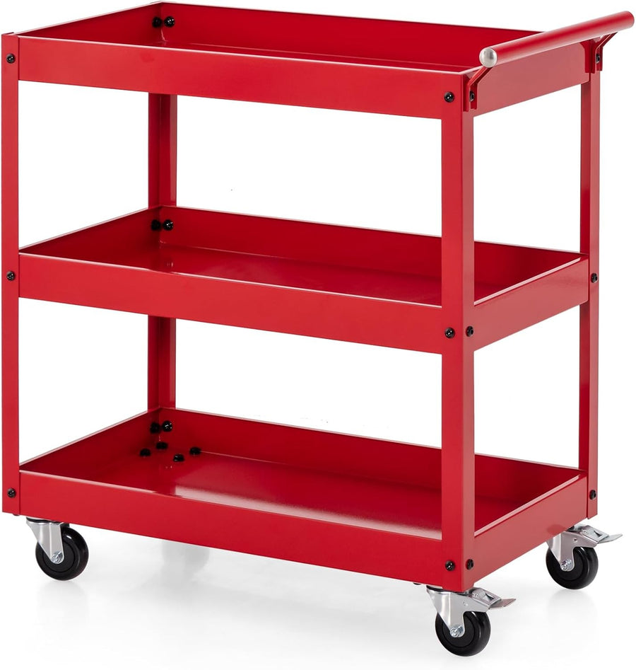 Heavy Duty Tool Trolley 3 Tier Rolling Metal Service Cart with Locking Wheels