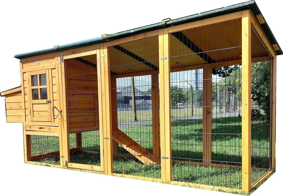 8ft Fox Proof Chicken Coop Welded Wire Run Fully Covered Hen House