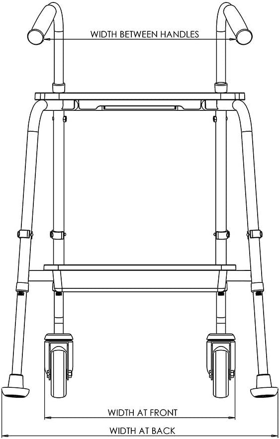 Height Adjustable Walking Trolley with Wheels Trays Indoor Support