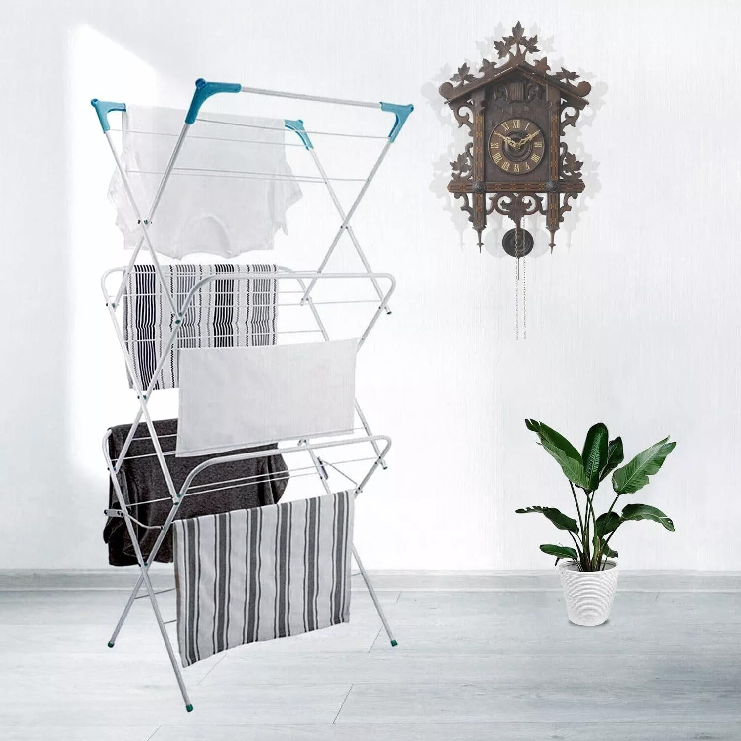 3 Tier Folding Clothes Airer Drying Rack Indoor Outdoor Space Saving Laundry