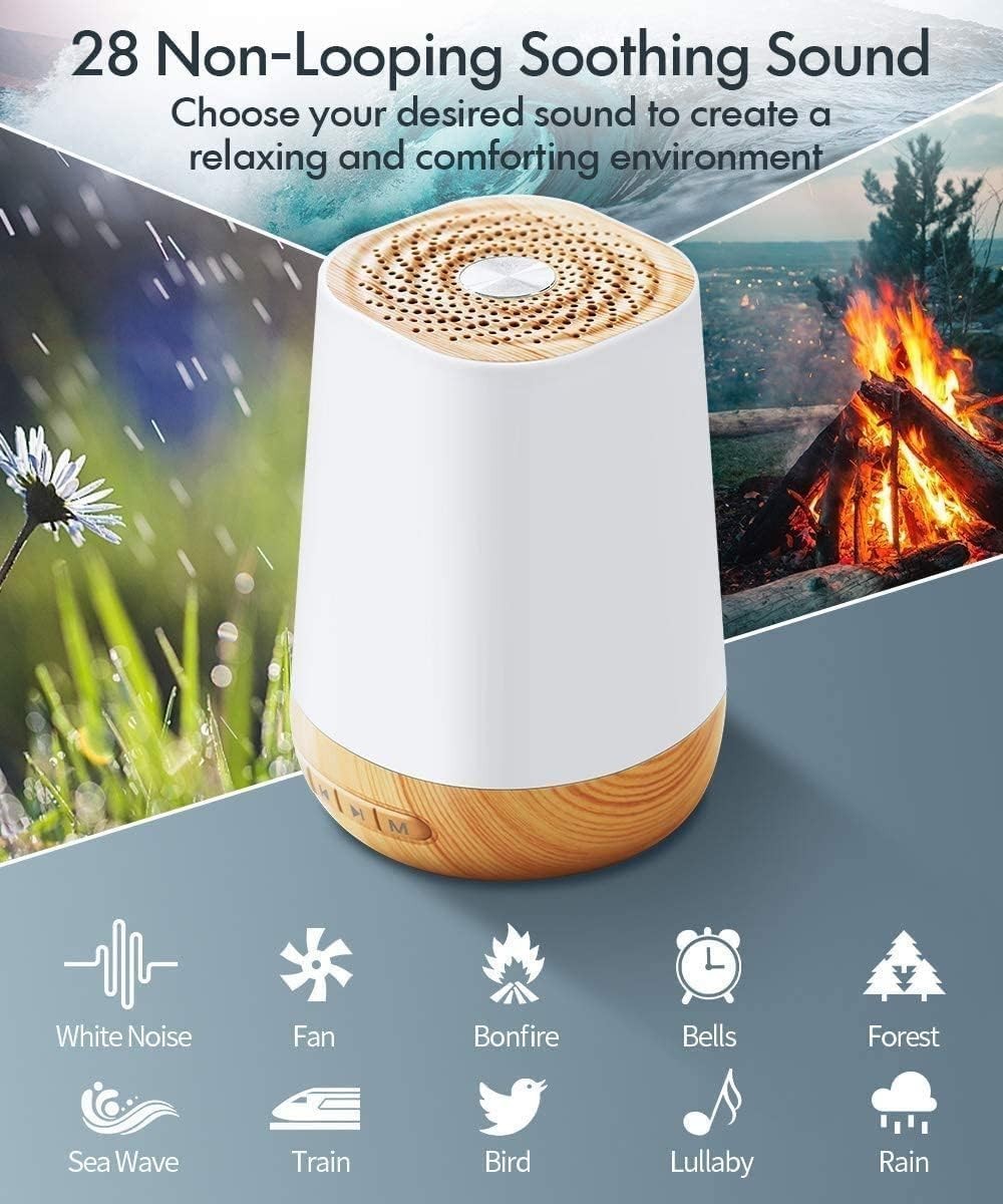 White Noise Machine with 28 Soothing Sounds & 8 LED Night Light
