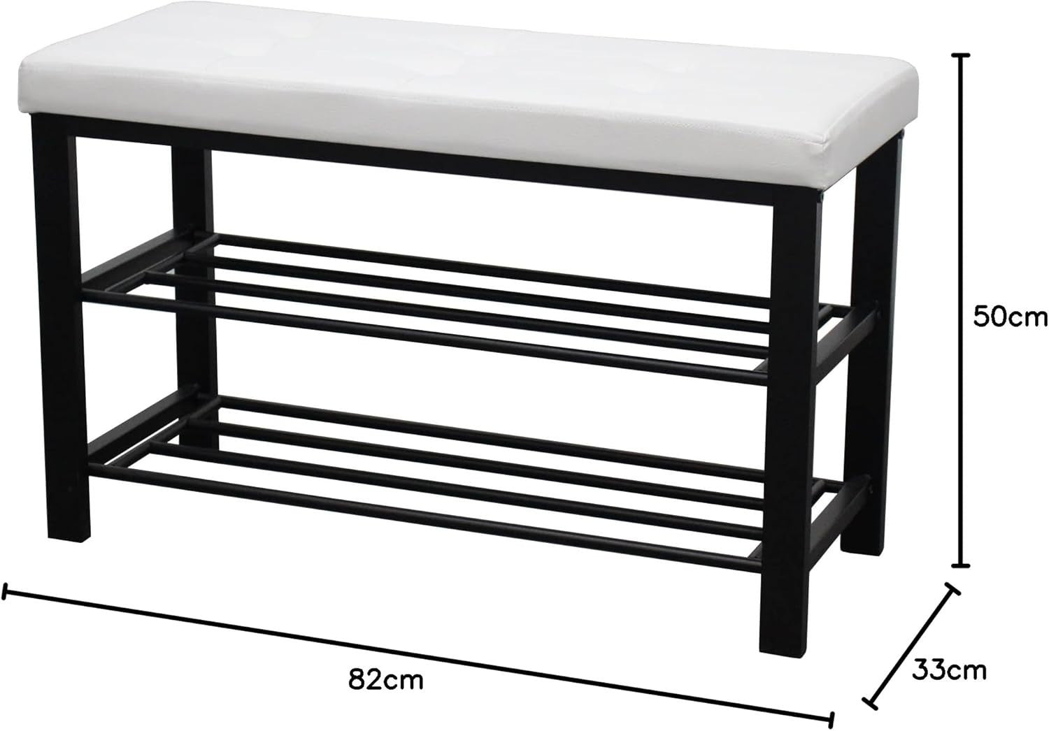 3 Tier Shoe Rack Bench Leather Padded Seat Storage Organizer Metal Frame
