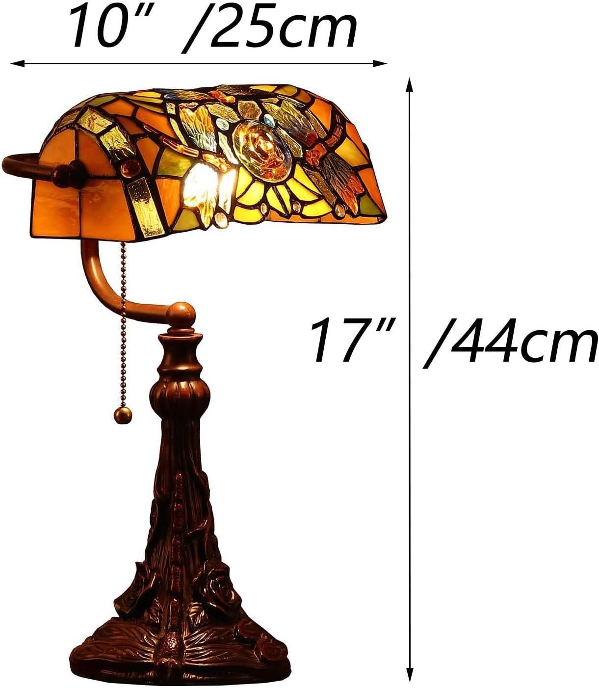 Handcrafted Dragonfly Stained Glass Desk Lamp | Adjustable Light, 16" Tall