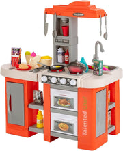 67PCS Kids Play Kitchen Toy Set Lights Sounds Steam Cooking Orange