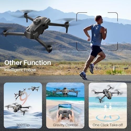1080P HD Drone w/ 4-Way Obstacle Avoidance 3 Batteries FPV Camera for Beginners