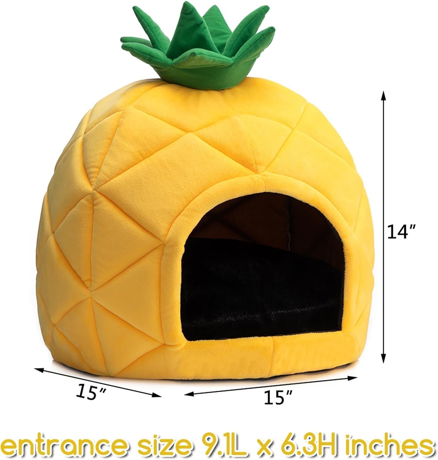 Pineapple Cat Cave Bed Cozy Puppy House Soft Cushion Small Pet Nest