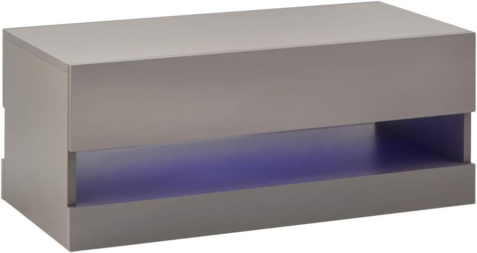 LED Coffee Table with Storage & High Gloss Finish – Modern Grey TV Unit