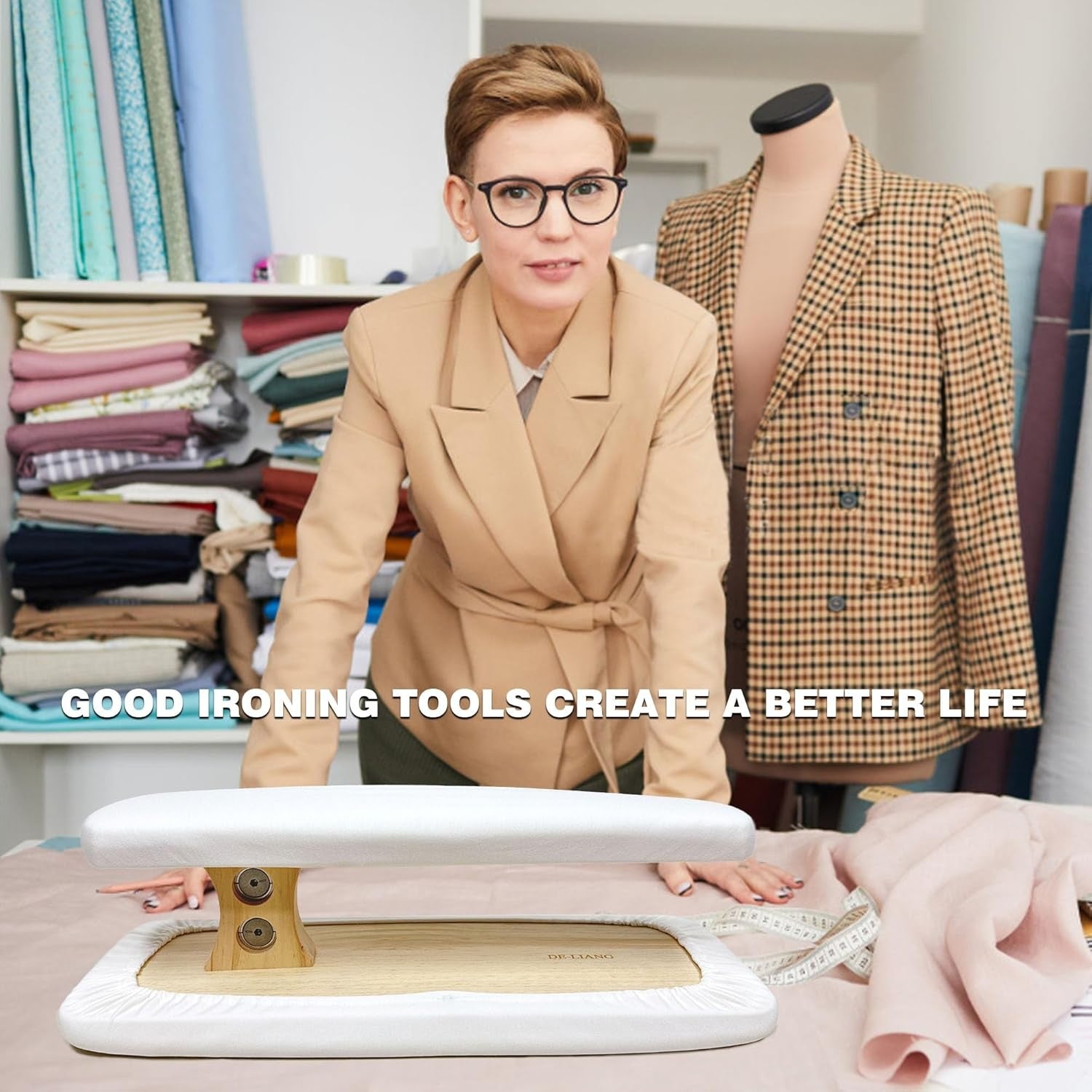 Chest & Sleeve Ironing Board Two-Sided Garment Press White Beige