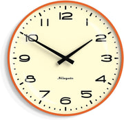 Retro Wall Clock 33cm Silent Non-Ticking Large Orange Kitchen Office